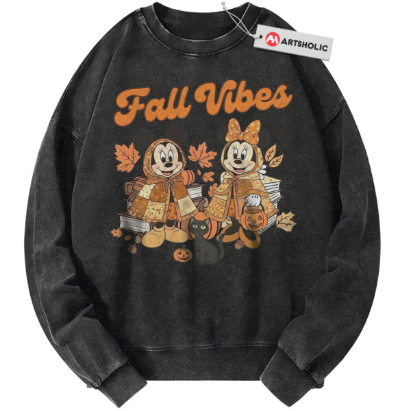 Fall Vibes Sweatshirt, Minnie Mouse and Mickey Mouse Sweatshirt, Halloween Sweatshirt, Autumn Disney Sweatshirt, Fall Animated Sweatshirt, Vintage Sweatshirt