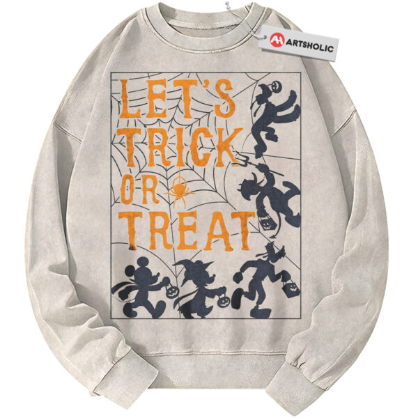Trick or Treat Sweatshirt, Donald Duck Sweatshirt, Mickey Mouse Sweatshirt, Goofy Sweatshirt, Pluto Sweatshirt, Halloween Sweatshirt, Disney Sweatshirt, Animated Sweatshirt, Vintage Sweater