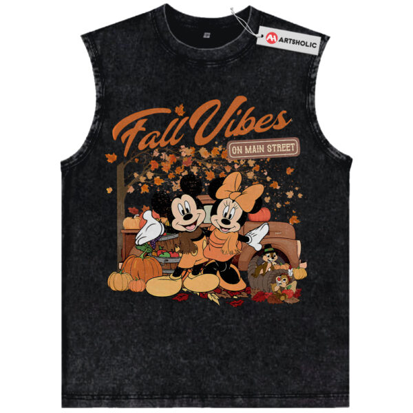 Fall Vibes Tank Top, Minnie Mouse and Mickey Mouse Tank Top, Disney Tank Top, Animated Tank Top, Vintage Tank Top