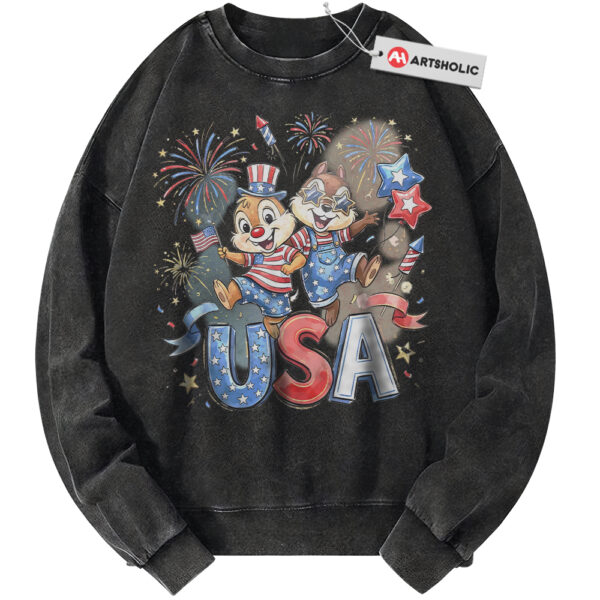 Chip and Dale Sweatshirt, 4th of July Sweatshirt, Disney Sweatshirt, Animated Sweatshirt, Vintage Sweater