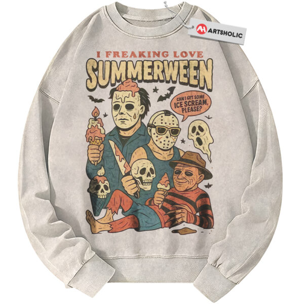 Summerween Sweatshirt, Iconic Slasher Villains Sweatshirt, Halloween Sweatshirt, Horror Sweatshirt, Vintage Sweater
