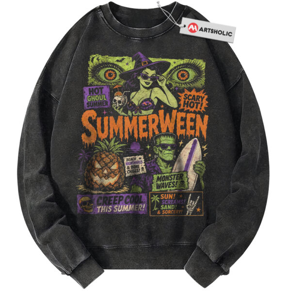 Summerween Sweatshirt, Frankenstein Sweatshirt, Halloween Sweatshirt, Horror Sweatshirt, Vintage Sweater