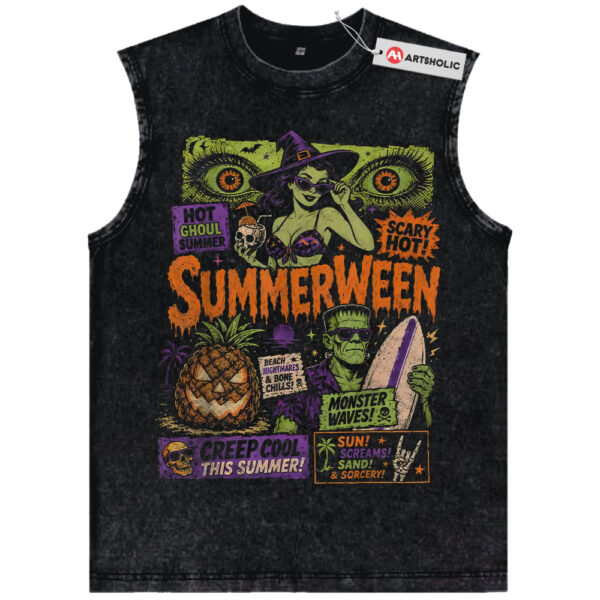 Summerween Tank Top, Frankenstein Tank Top, Halloween Tank Top, Horror Tank Top, Vintage Tank Top
