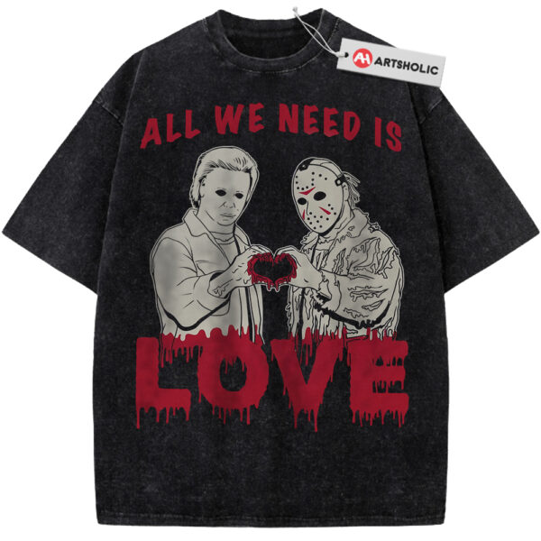 Jason Voorhees and Michael Myers Shirt, Friday the 13th Shirt, Halloween Shirt, Valentine Shirt, Horror Shirt, Vintage T-Shirt