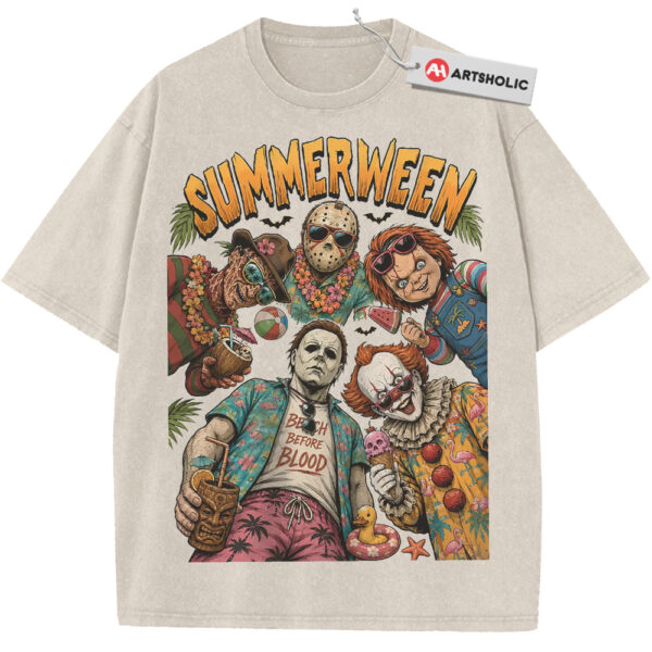 Summerween Shirt, Chucky Shirt, Michael Myers Shirt, Jason Voorhees Shirt, Freddy Krueger Shirt, Halloween Shirt, Horror Shirt, Vintage Tee