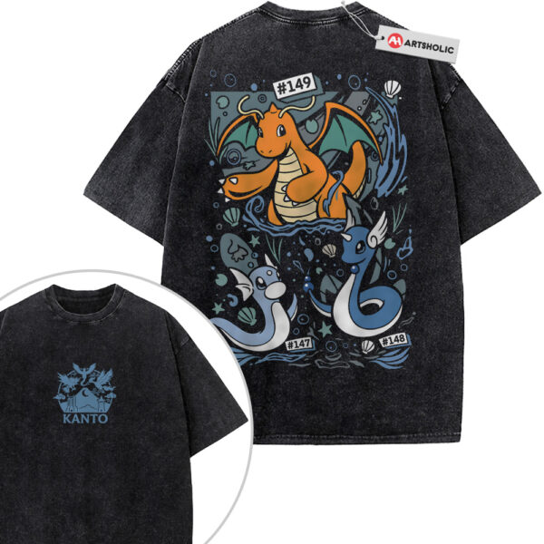 Dratini Shirt, Dragonair Shirt, Dragonite Shirt, Pokemon Shirt, Anime Shirt, Vintage T-Shirt 2-Sided