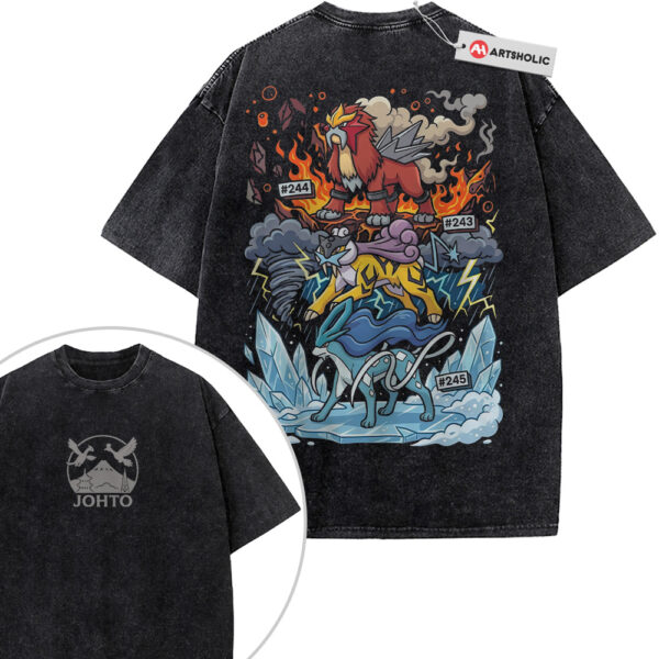 Entei Raikou and Suicune Shirt, Pokemon Shirt, PKM Shirt, Anime Shirt, Vintage T-Shirt 2-Sided