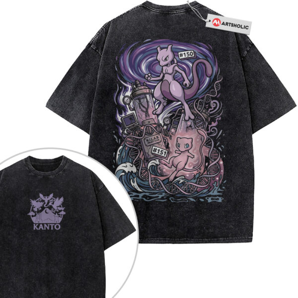 Mew and Mewtwo Shirt, Pokemon Shirt, PKM Shirt, Anime Shirt, Vintage T-Shirt 2-Sided