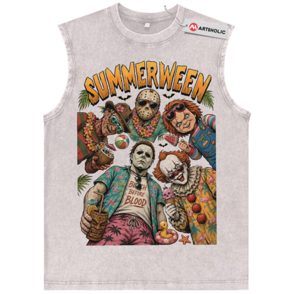 Summerween Shirt, Chucky Shirt, Michael Myers Shirt, Jason Voorhees Shirt, Freddy Krueger Shirt, Halloween Shirt, Horror Shirt, Vintage Tee