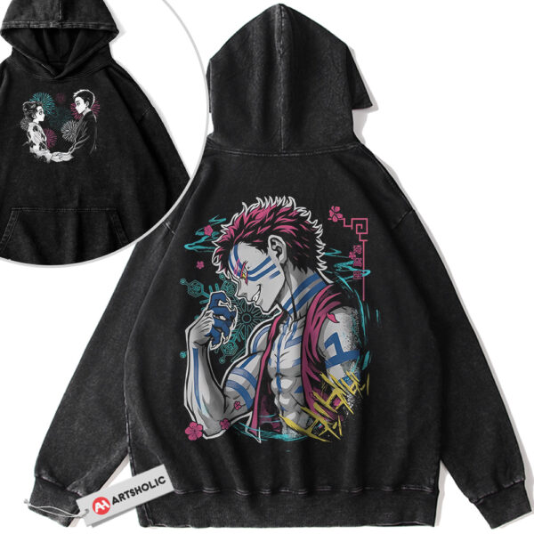 Akaza Hoodie, Demon Slayer Hoodie, Anime Hoodie, Vintage Hoodie 2-Sided