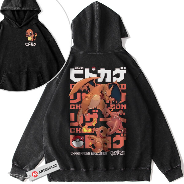 Charmander Hoodie, Charmeleon Hoodie, Charizard Hoodie, Pokemon Hoodie, Anime Hoodie, Vintage Hoodie 2-Sided