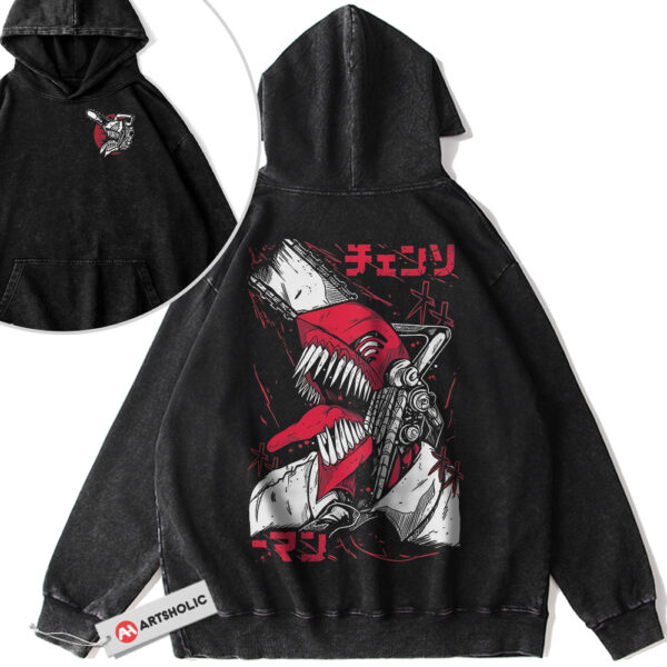 Denji Hoodie, Chainsaw Devil Hoodie, Chainsaw Man Hoodie, Anime Hoodie, Vintage Hoodie 2-Sided
