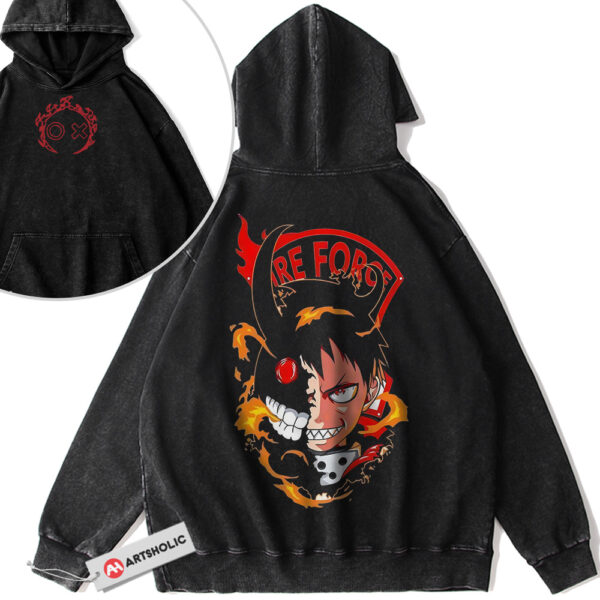 Shinra Kusakabe Hoodie, Fire Force Hoodie, Anime Hoodie, Vintage Hoodie 2-Sided