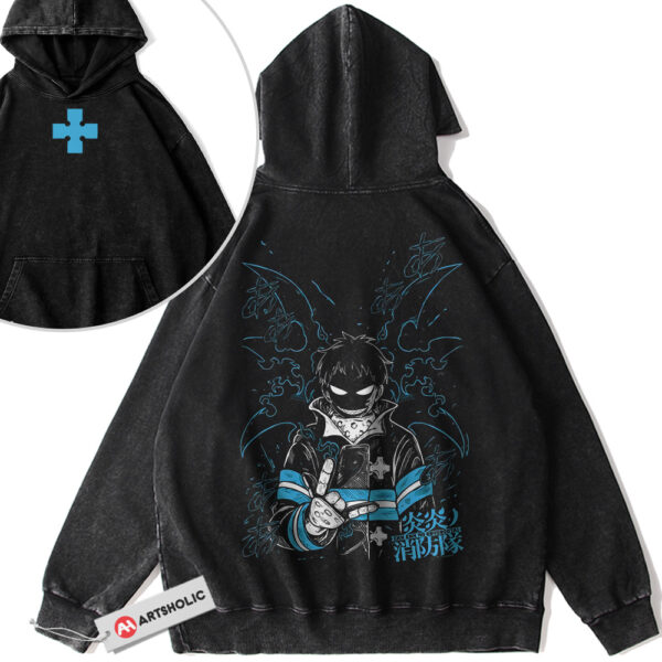 Shinra Kusakabe Hoodie, Fire Force Hoodie, Anime Hoodie, Vintage Hoodie 2-Sided