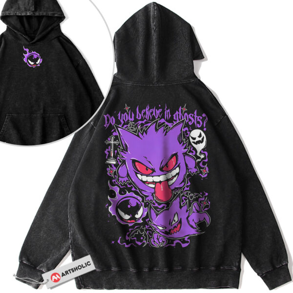 Gengar Haunter and Gatsly Hoodie, Pokemon Hoodie, Anime Hoodie, Vintage Hoodie 2-Sided