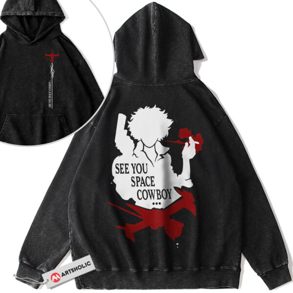 Spike Spiegel Hoodie, Cowboy Bebop Hoodie, Anime Hoodie, Vintage Hoodie 2-Sided