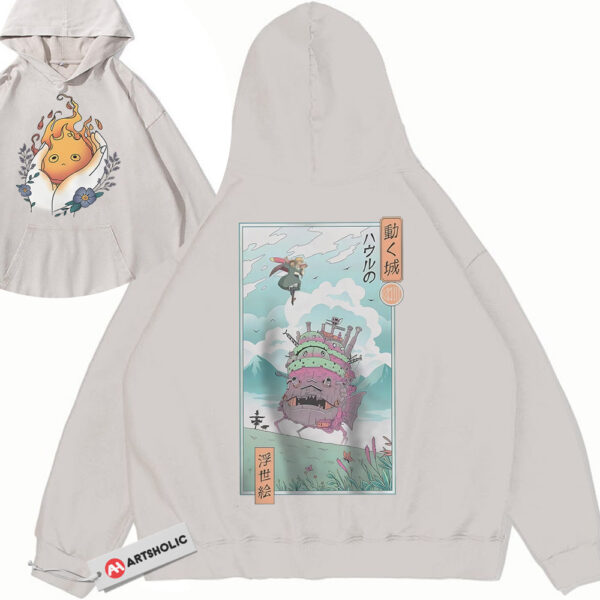 Calcifer Hoodie, Howl's Moving Castle Hoodie, Studio Ghibli Hoodie, Anime Hoodie, Vintage Hoodie 2-Sided