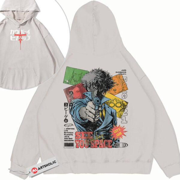 Spike Spiegel Hoodie, Cowboy Bebop Hoodie, Anime Hoodie, Vintage Hoodie 2-Sided