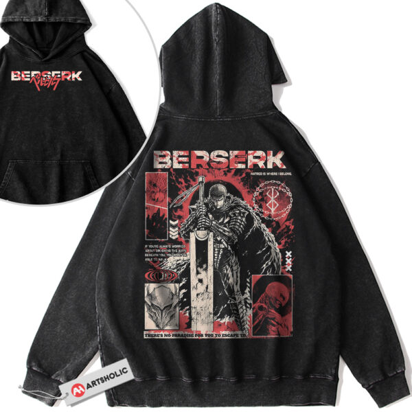 Guts Hoodie, Berserk Hoodie, Anime Hoodie, Vintage Hoodie 2-Sided