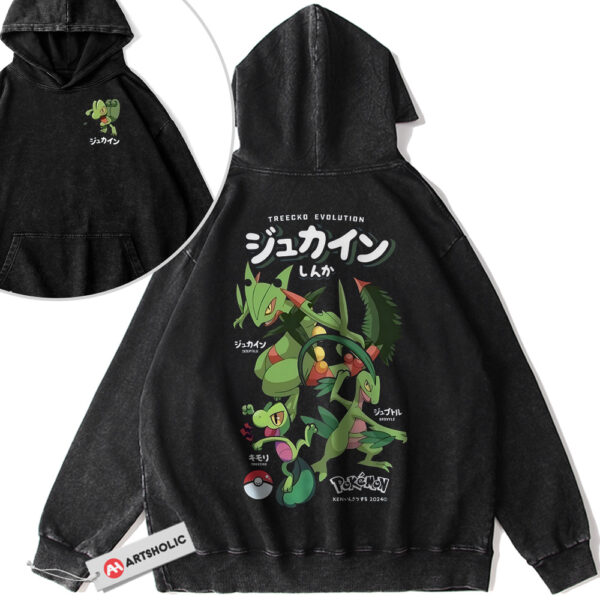 Sceptile Grovyle and Treecko Hoodie, Pokemon Hoodie, Anime Hoodie, Vintage Hoodie 2-Sided