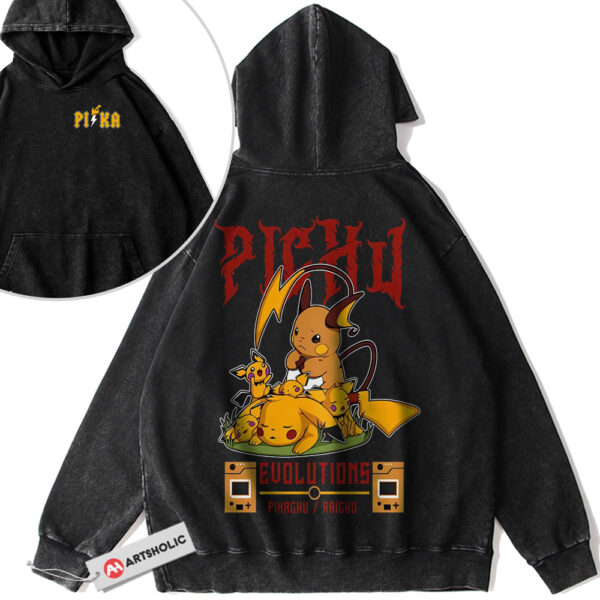 Pikachu Hoodie, Pichu Hoodie, Raichu Hoodie, Pokemon Hoodie, Anime Hoodie, Vintage Hoodie 2-Sided