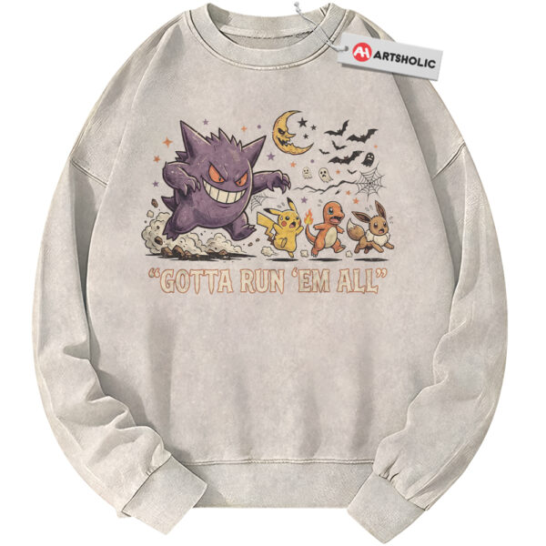 Pikachu Gengar Charmander and Eevee Sweatshirt, Halloween Sweatshirt, Pokemon Sweatshirt, Anime Sweatshirt, Vintage Sweater