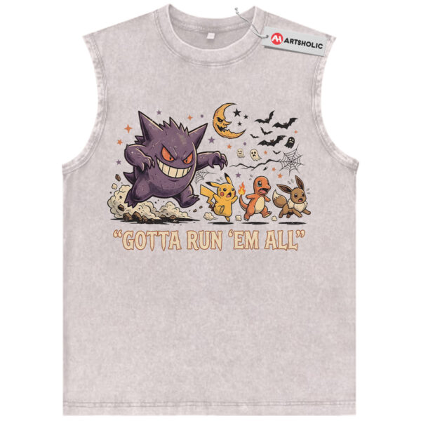 Pikachu Gengar Charmander and Eevee Tank Top, Halloween Tank Top, Pokemon Tank Top, Anime Tank Top, Vintage Tank Top