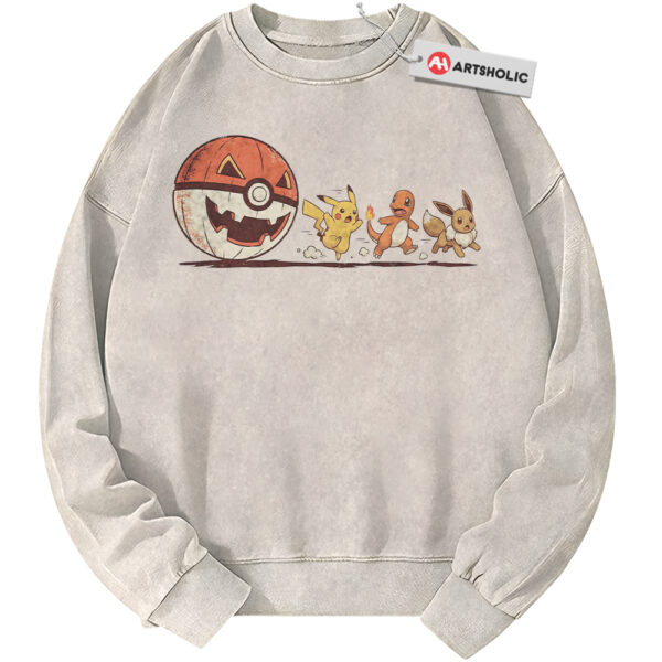 Pikachu Charmander and Eevee Sweatshirt, Halloween Sweatshirt, Pokemon Sweatshirt, Anime Sweatshirt, Vintage Sweater