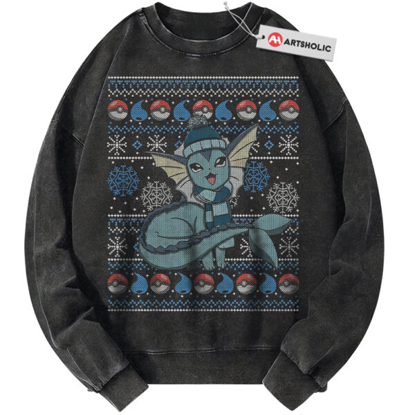 Vaporeon Sweatshirt, Christmas Sweatshirt, Pokemon Sweatshirt, PKM Sweatshirt, Anime Sweatshirt, Vintage Sweater