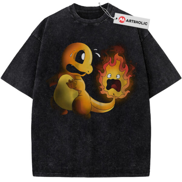 Charmander and Calcifer Shirt, Pokemon Shirt, Anime Shirt, Vintage Tee