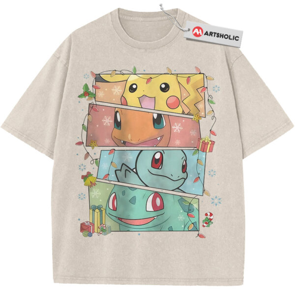 Pikachu, Squirtle, Bulbasaur and Charmander Shirt, Pokemon Shirt, PKM Shirt, Christmas Shirt, Anime Shirt, Vintage T-Shirt