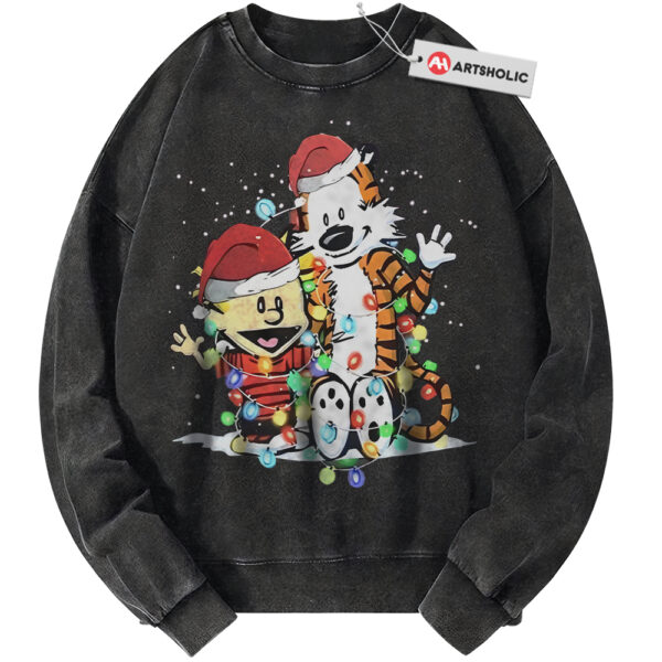 Calvin and Hobbes Sweatshirt, Christmas Sweatshirt, Animated Sweatshirt, Vintage Sweater