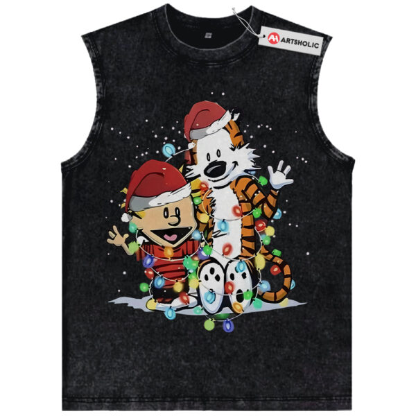 Calvin and Hobbes Tank Top, Christmas Tank Top, Animated Tank Top, Vintage Tank Top