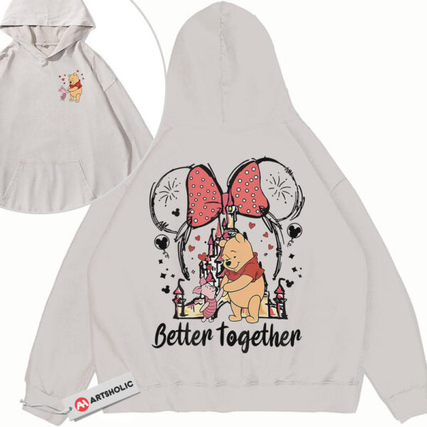 Winnie-the-Pooh Hoodie, Valentine's Day Hoodie, Animated Hoodie, Vintage Hoodie 2-Sided