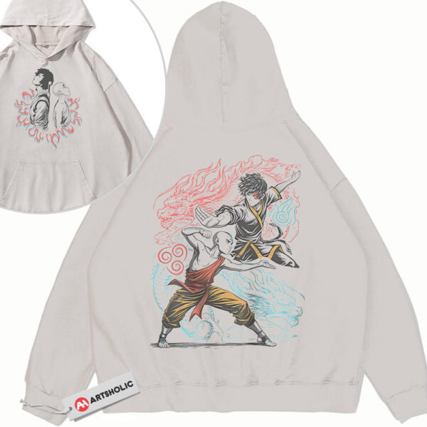 Aang and Zuko Hoodie, Avatar the Last Airbender Hoodie, Animated Hoodie, Vintage Hoodie 2-Sided