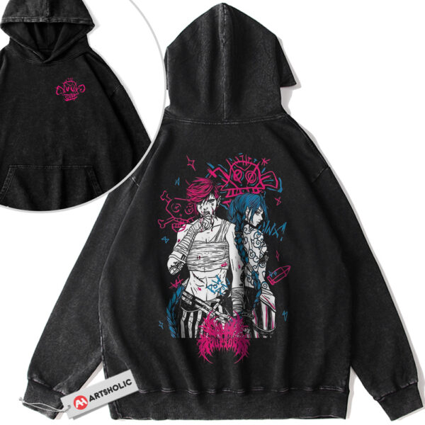 Vi Hoodie, Jinx Hoodie, League of Legends Hoodie, Game Hoodie, Vintage Hoodie 2-Sided