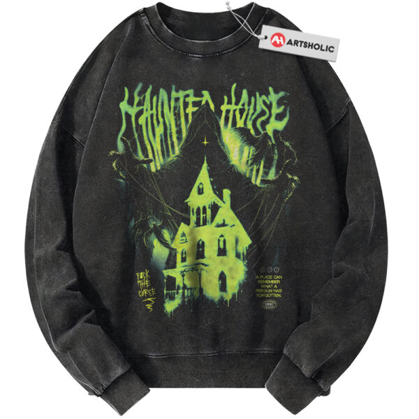 Haunted House Sweatshirt, Halloween Sweatshirt, Horror Sweatshirt, Vintage Sweater
