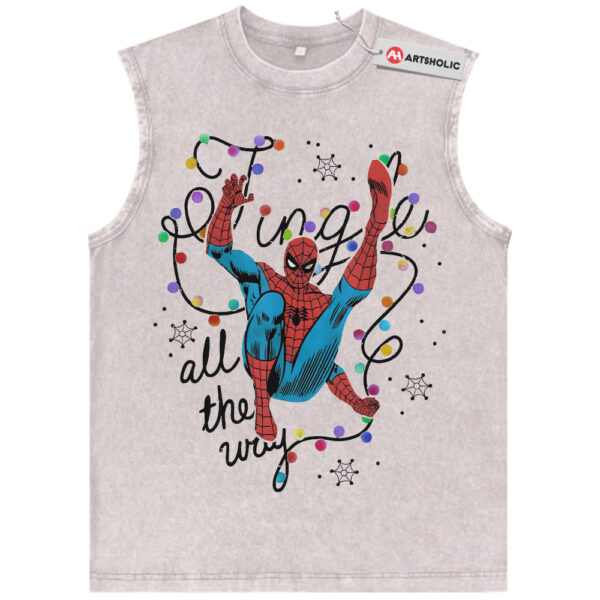 Spider-Man Tank Top, Christmas Tank Top, Marvel Comics Tank Top, Vintage Tank Top